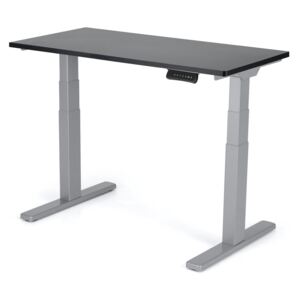 Výškovo nastaviteľný stôl Liftor 3 segmentové nohy premium šedé, doska 1200 x 600 x 25 mm čierna