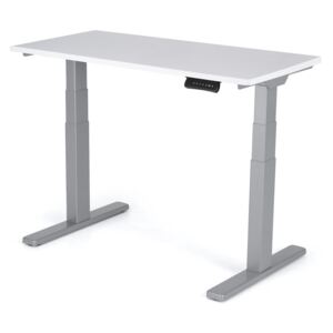 Výškovo nastaviteľný stôl Liftor 3 segmentové nohy premium šedé, doska 1200 x 600 x 25 mm biela