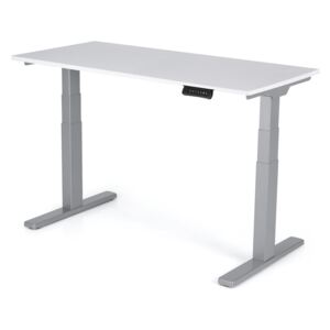 Výškovo nastaviteľný stôl Liftor 3 segmentové nohy premium šedé, doska 1380 x 650 x 25 mm biela