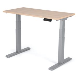 Výškovo nastaviteľný stôl Liftor 3 segmentové nohy premium šedé, doska 1180 x 600 x 25 mm svetlo hnedá