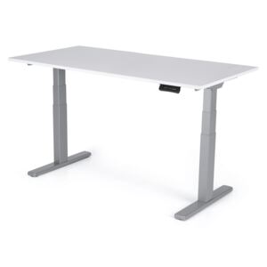 Výškovo nastaviteľný stôl Liftor 3 segmentové nohy premium šedé, doska 1600 x 800 x 25 mm biela