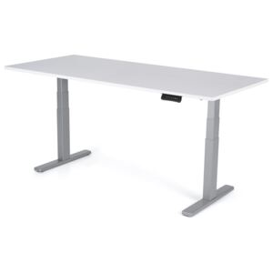 Výškovo nastaviteľný stôl Liftor 3 segmentové nohy premium šedé, doska 1800 x 800 x 25 mm biela