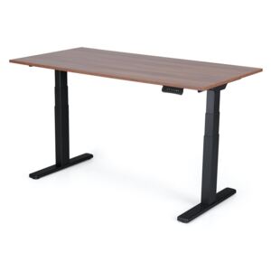 Výškovo nastaviteľný stôl Liftor 3 segmentové nohy premium čierne, doska 1600 x 800 x 25 mm orech
