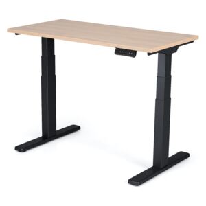 Výškovo nastaviteľný stôl Liftor 3 segmentové nohy premium čierne, doska 1200 x 600 x 25 mm svetlo hnedá