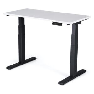 Výškovo nastaviteľný stôl Liftor 3 segmentové nohy premium čierne, doska 1200 x 600 x 25 mm biela