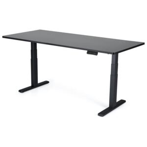 Výškovo nastaviteľný stôl Liftor 3 segmentové nohy premium čierne, doska 1800 x 800 x 25 mm čierna