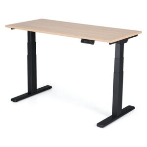 Výškovo nastaviteľný stôl Liftor 3 segmentové nohy premium čierne, doska 1380 x 650 x 25 mm dub sorano