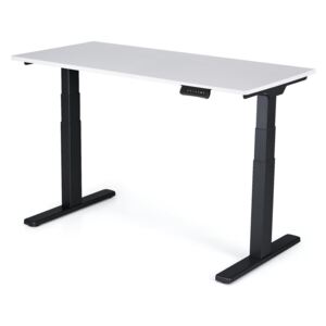 Výškovo nastaviteľný stôl Liftor 3 segmentové nohy premium čierne, doska 1380 x 650 x 25 mm biela