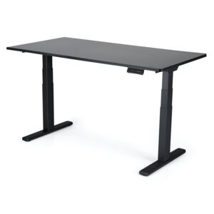 Výškovo nastaviteľný stôl Liftor 3 segmentové nohy premium čierne, doska 1600 x 800 x 25 mm čierna