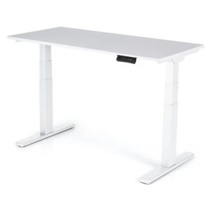 Výškovo nastaviteľný stôl Liftor 3 segmentové nohy premium biele, doska 1380 x 650 x 25 mm biela