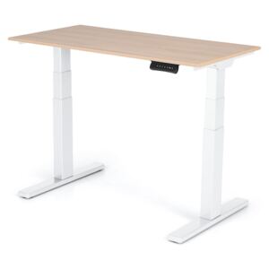 Výškovo nastaviteľný stôl Liftor 3 segmentové nohy premium biele, doska 1180 x 600 x 18 mm dub sorano