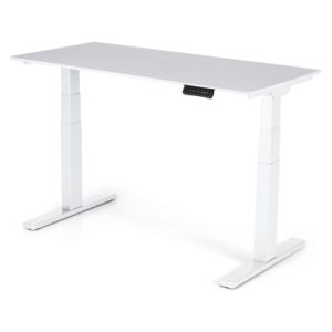 Výškovo nastaviteľný stôl Liftor 3 segmentové nohy premium biele, doska 1380 x 650 x 18 mm biela
