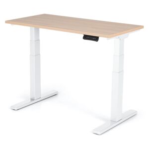 Výškovo nastaviteľný stôl Liftor 3 segmentové nohy premium biele, doska 1200 x 600 x 25 mm svetlo hnedá