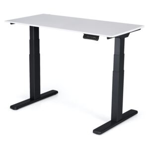 Výškovo nastaviteľný stôl Liftor 3 segmentové nohy premium čierne, doska 1200 x 600 x 18 mm biela