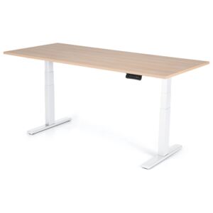 Výškovo nastaviteľný stôl Liftor 3 segmentové nohy premium biele, doska 1800 x 800 x 25 mm dub sorano