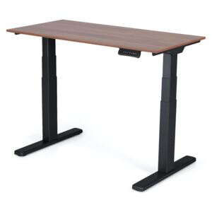 Výškovo nastaviteľný stôl Liftor 3 segmentové nohy premium čierne, doska 1200 x 600 x 18 mm orech