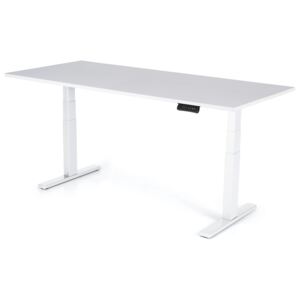 Výškovo nastaviteľný stôl Liftor 3 segmentové nohy premium biele, doska 1800 x 800 x 25 mm biela