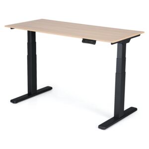 Výškovo nastaviteľný stôl Liftor 3 segmentové nohy premium čierne, doska 1380 x 650 x 18 mm dub sorano