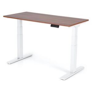 Výškovo nastaviteľný stôl Liftor 3 segmentové nohy premium biele, doska 1380 x 650 x 25 mm orech