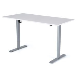 Výškovo nastaviteľný stôl Liftor 2segmentové nohy šedé, doska 1600 x 800 x 25 mm biela