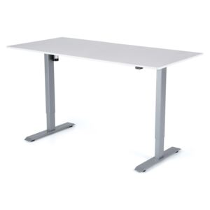 Výškovo nastaviteľný stôl Liftor 2segmentové nohy šedé, biela doska pre kancelársky výškovo nastaviteľný stôl 1600 x 800 x 18 mm biela