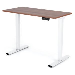 Polohovateľný stôl Liftor 3segmentové nohy biele, doska 1180 x 600 x 25mm tmavo hnedá