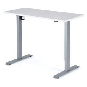 Výškovo nastaviteľný stôl Liftor 2segmentové nohy šedé, doska 1200 x 600 x 25 mm biela