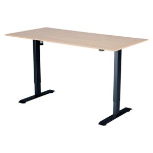 Výškovo nastaviteľný stôl Liftor 2segmentové nohy čierne, doska 1600 x 800 x 18 mm dub sorano