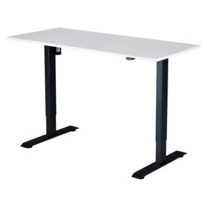 Výškovo nastaviteľný stôl Liftor 2segmentové nohy čierne, doska 1380 x 650 x 25 mm biela