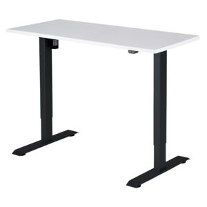 Výškovo nastaviteľný stôl Liftor 2segmentové nohy čierne, doska 1200 x 600 x 25 mm biela