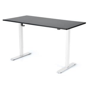 Výškovo nastaviteľný stôl Liftor 2segmentové nohy biele, doska 1600 x 800 x 25 mm čierna