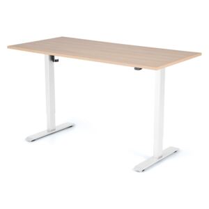 Výškovo nastaviteľný stôl Liftor 2segmentové nohy biele, doska 1600 x 800 x 25 mm dub sorano