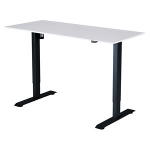 Výškovo nastaviteľný stôl Liftor 2segmentové nohy čierne, doska 1380 x 650 x 18 mm biela