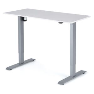 Výškovo nastaviteľný stôl Liftor 2segmentové nohy šedé, doska 1180 x 600 x 18 mm biela