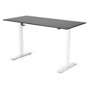 Výškovo nastaviteľný stôl Liftor 2segmentové nohy biele, doska 1600 x 800 x 18 mm čierna