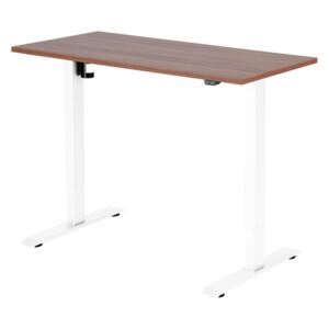 Výškovo nastaviteľný stôl Liftor 2segmentové nohy biele, doska 1200 x 600 x 25mm tmavo hnedá