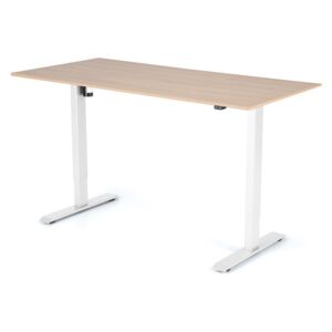 Výškovo nastaviteľný stôl Liftor 2segmentové nohy biele, doska 1600 x 800 x 18 mm dub sorano