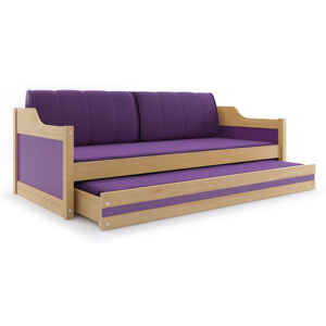 Detská posteľ s prístilkou CASPER 2, 80x190, borovica/fialová