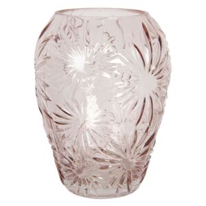 Ružová sklenená váza s kvetmi Jasmina - Ø 16 * 20 cm