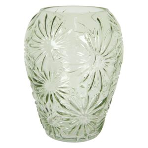 Zelená sklenená váza s kvetmi Jasmina - Ø16 * 20 cm