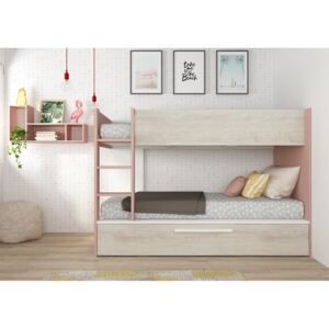 Detská poschodová posteľ s prístelkou - Cascina Antique pink