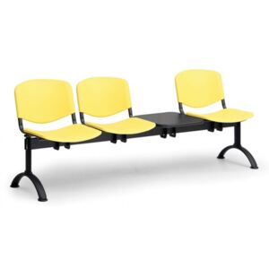 EUROSEAT Plastová lavice do čakární ISO, 3-sedadlo + stolík, žltá, čierne nohy