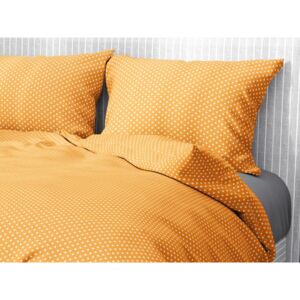 Goldea bavlnené posteľné obliečky - vzor 905 biele bodky na oranžovom 140 x 200 a 70 x 90 cm