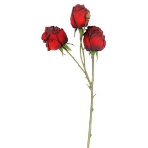 Umělá květina - vzhled suché růže, barva červená