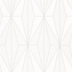 Vliesové tapety na stenu IMPOL Giulia 6781-30, Art-Deco vzor biely so striebornými kontúrami, rozmer 10,05 m x 0,53 m, NOVAMUR 82178