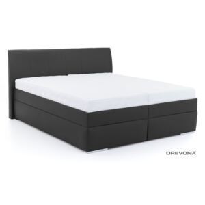 DREVONA Manželská posteľ 160x200 cm čierna koženka LIPARI 2, M06