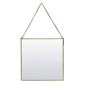 Štvorcové kovové zrkadlo s retiazkou Mono gold - 24 * 24 * 0,5cm