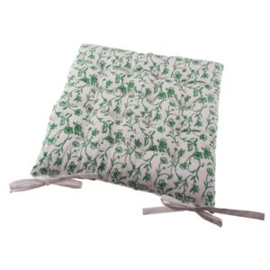 Podsedák na stoličku,béžový so zelenou kvetinovou potlačou,40x40cm