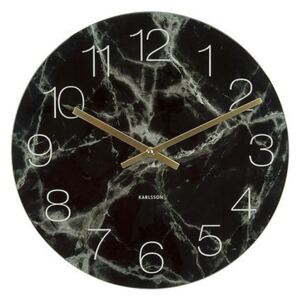 KARLSSON Nástenné hodiny Glass Marble S – čierne