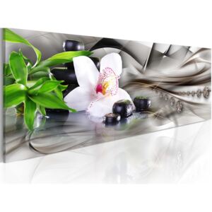 Obraz - Zen composition: bamboo, orchid and stones 120x40